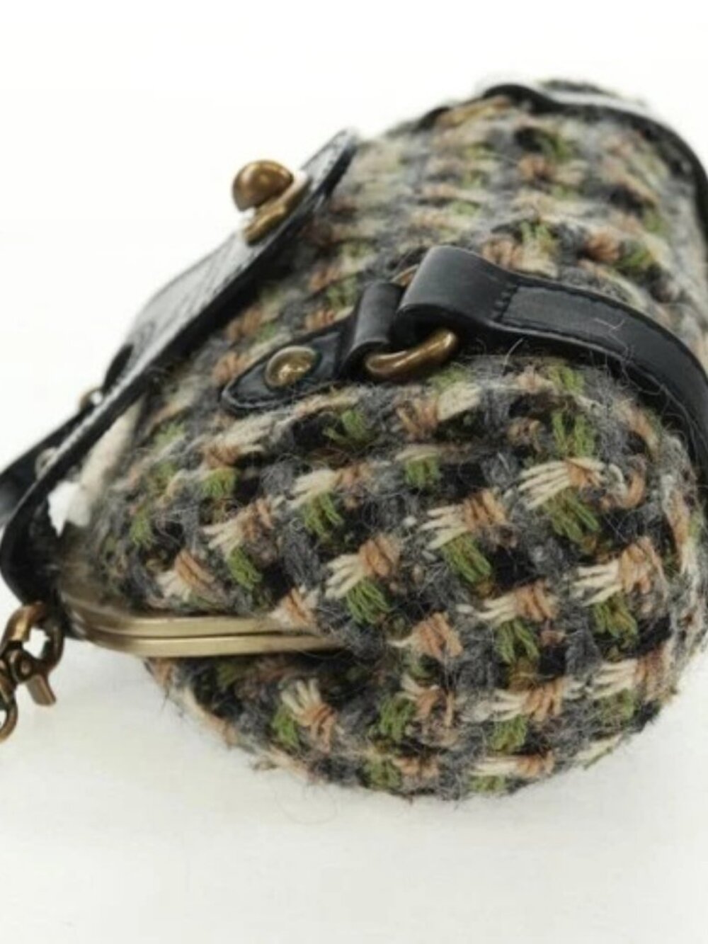 BURBERRY Blue Label Shoulder Bag Tweed Green Auth 168031V - Picture 3 of 16